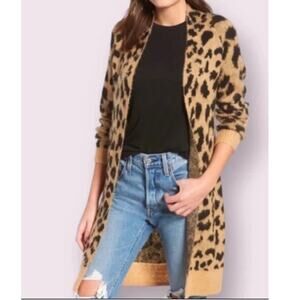 NEW BP. NORDSTROM Women's Black Leopard Open Front Cardigan Sweater Size M